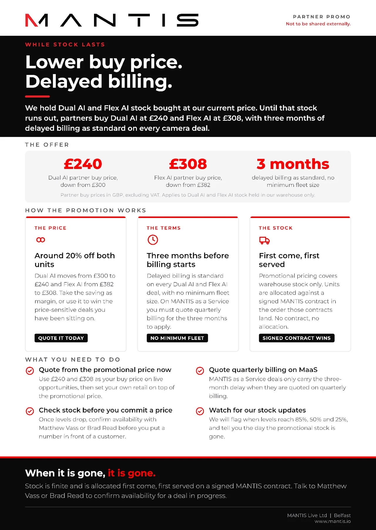Promotional flyer: lower buy price and delayed billing on Dual AI and Flex AI