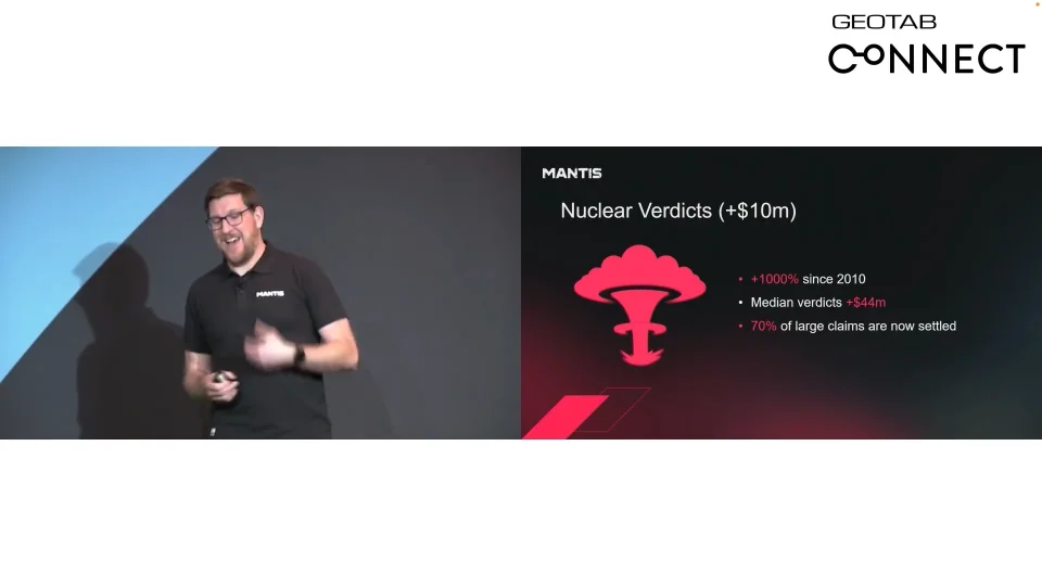 Matthew Vass presenting on stage at Geotab Connect 2026